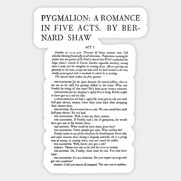 First Edition : George Bernard Shaw Pygmalion Sticker by MarbleCloud